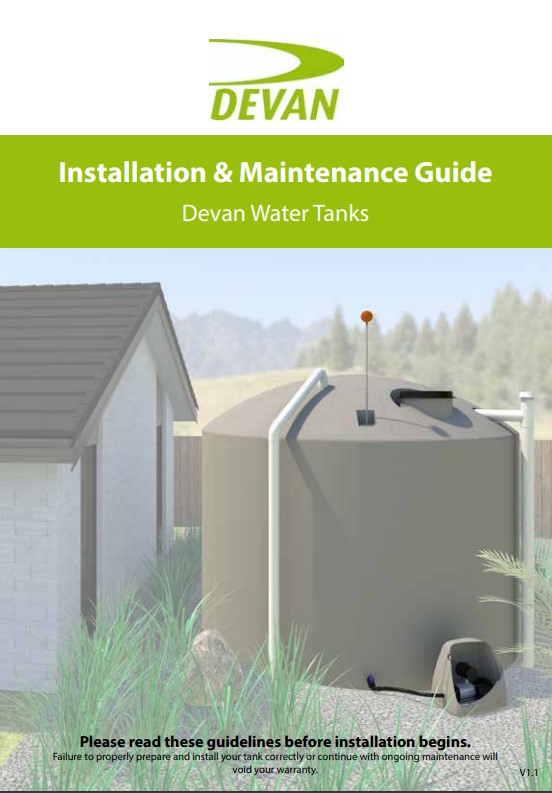 Devan water tank installation and maintenance guide