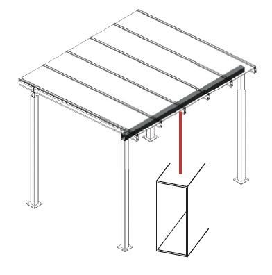 Aluminium beam for pergola 150x50