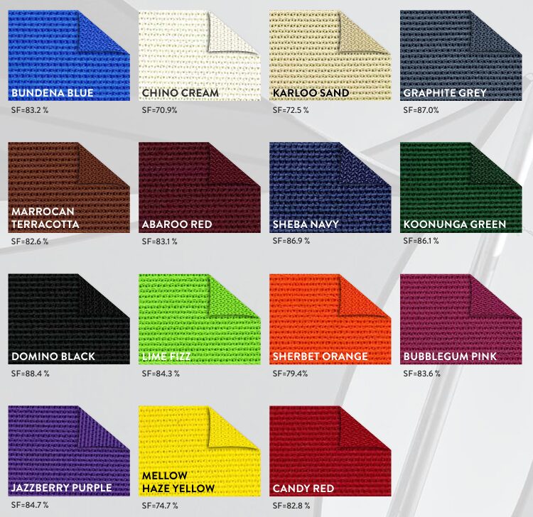 Monotec 370 colours for shade sail NZ